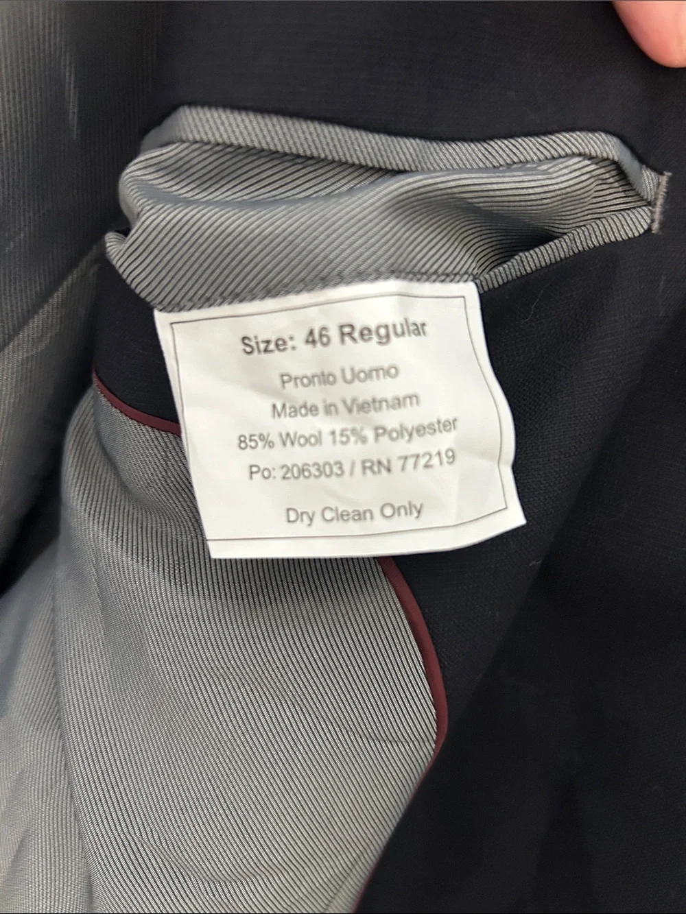 Pronto Uomo 46R Black Wool Blend Sport Coat Blazer 85% Wool Classic Two Button